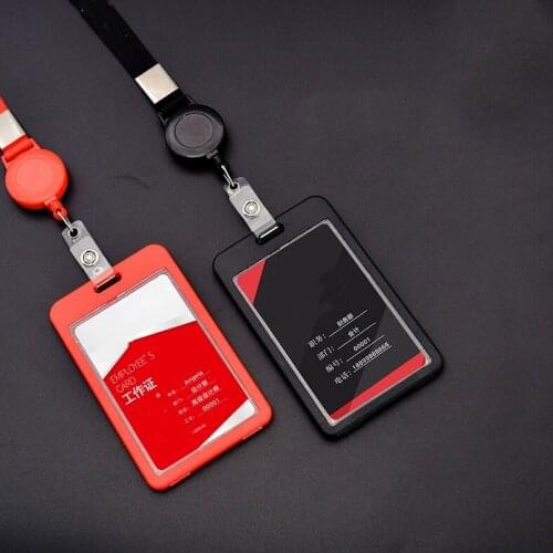 Simple Badge Card Case with Retractable Pull Badge lanyard Students Office Supplies