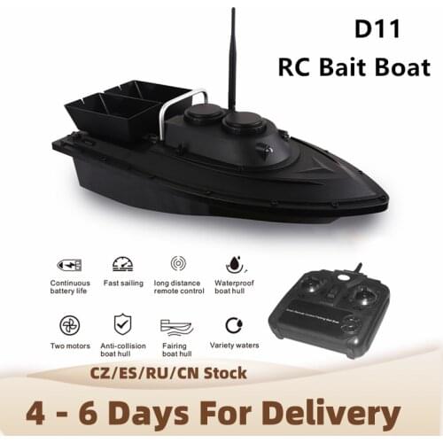 D11 RC Boat Bait Boat Fishing Finder 1.5kg Loading 500m Remote Control Boat Double Motors 2 Led Lights Fixed Speed Fishing Tools