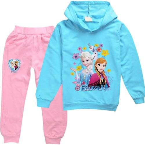 Disney Frozen Kids Tracksuit Girls Clothes Set Elsa Anna Hoodies and Pants 2Pcs Children Sportwear Clothing Fashion Sport Suit