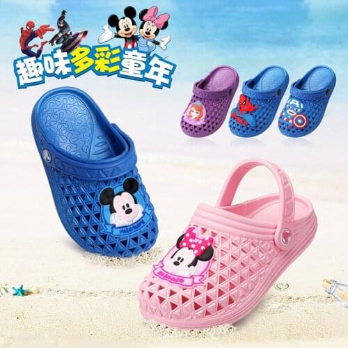 Disney Hole shoes Childrens Sandals Summer Beach shoes Casual Kids Soft sandals Non-Slip Baby Flats shoes For 1~6 Years Old
