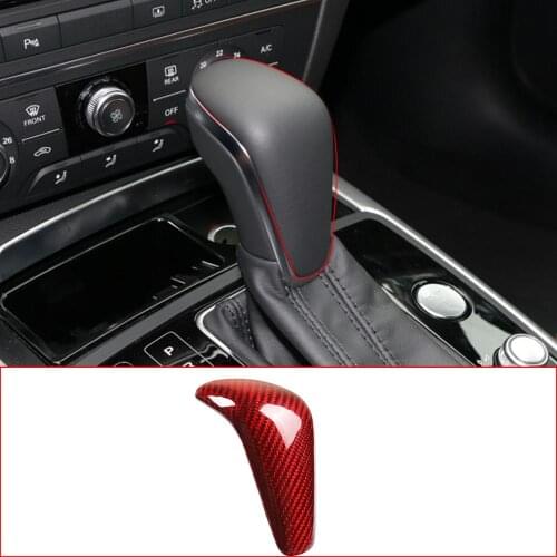 For Audi A6 2016-2018 For Audi A7 2015-2018 Car styling Real Red Carbon Fiber Gearshift Handle Head Frame Cover Car Accessories