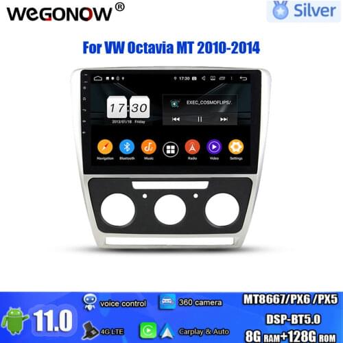 For VW Octavia MT 2010-2014 PX6 DSP HD 10.1" Android 10.0 4GB RAM 64GB ROM Car DVD Player GPS Map RDS Radio wifi Bluetooth 5.0