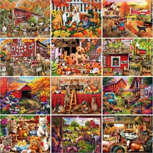 Evershine 5D DIY Diamond Embroidery Dog Full Square Diamond Painting Cat Animals Cross Stitch Autumn Home Decorations