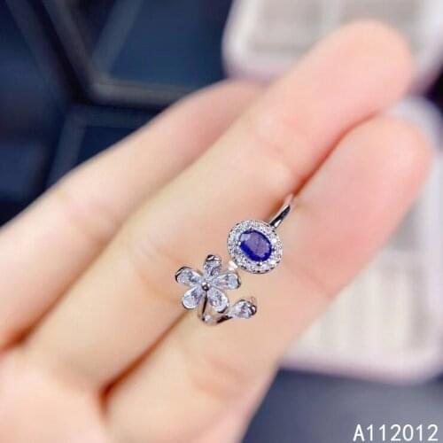 KJJEAXCMY fine jewelry S925 sterling silver inlaid natural sapphire new girl lovely ring support test Chinese style