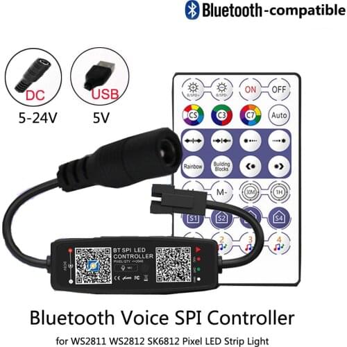 USB/DC5-24V WS2811 WS2812B Controller for Pixel LED Strip Light SK6812 WS2812 Tape Remote APP Bluetooth-compatible Music Sync