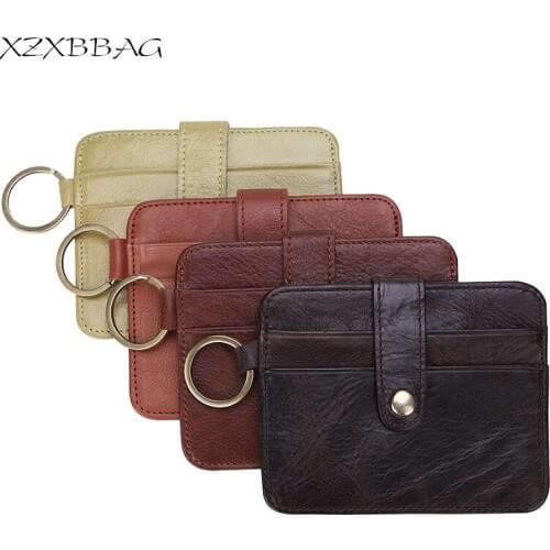 XZXBBAG Genuine Leather Credit Card Wallets Men Women Business Card ID Holders Bank Cardholder Hasp Multi-card-bit Card Cover