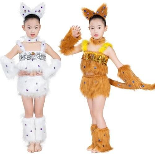 2 colors lovely cat costumes for children stage performance dance suits kids kindergarten dancer animal clothing