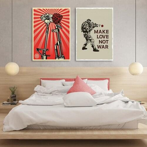 Home Decor Modular Canvas Picture 5 Make art not war poster Shepard character study living room decor
