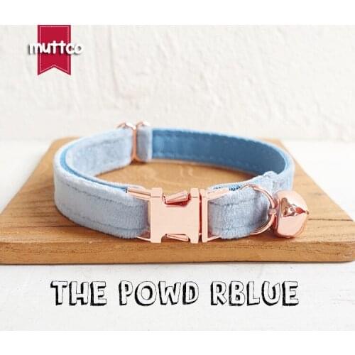 MUTTCO retail with rose gold high quality metal buckle collar for cat THE POWDERBLUE design cat collar 2 sizes UCC081M