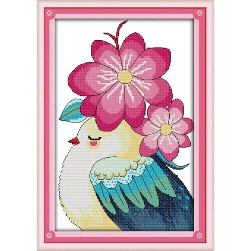 Bird and flowers cross stitch kit aida 14ct 11ct count printed canvas stitches embroidery DIY handmade needlework