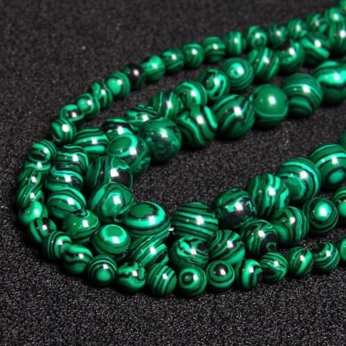 Natural Malachite Peacock Stone 4 6 8 10 12MM Round 4 6 8 10 12MM Pick Size for Jewelry Making DIY Bracelet Neckalce Supplies