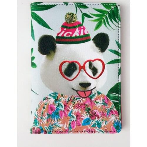 2018 Newest Beautiful PU Leather Passport Cover Cool Masquerade Bear Travel Visiting Card Pouch Passport Case Card Holder