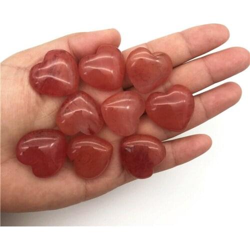 Wholesale 1PC Cute Natural Heart Shaped Quartz Red Watermelon Crystal Carved Stones Healing Natural Quartz Crystals