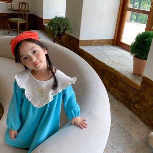 New Arrival Autumn Winter Toddler Flower Embroidery Splice Long-sleeve Dress Kids Girl Clothing 2 Year Old Baby Girl Clothes