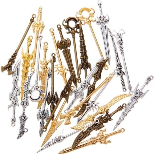 YuenZ 11 pcs mix Antique Silver color Game animation weapon Charms For DIY Handmade Jewelry Accessories Making