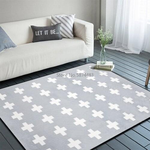 Simple Gray Bottom Black Bottom Cross Living Room Coffee Table Bedroom Carpet Full Bed Blanket Big Floor Mat Carpet