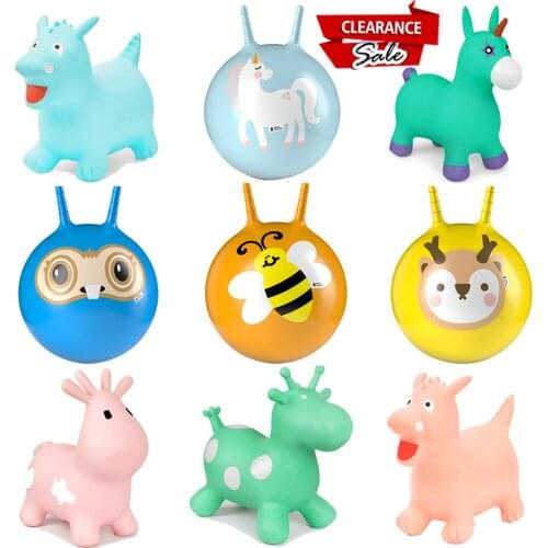 Robotime Kids Space Hopper Bouncing Balls Inflatable Jumping Hopping Bubble Ball with Handle Pump Educational Outdoor Sports Toy