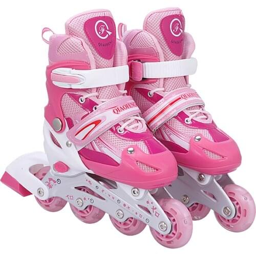 Adult Children Roller Skates Kid Skates PVC Single Wheel Inline Roller Skates Inline Skates Adjustable Size For Men And Women