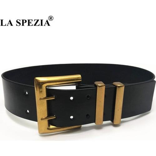 Wide Belts for Dresses Real Leather Women Belt Vintage Pin Buckle Waist Belts Women Wide Black Ladies Accessories 100cm