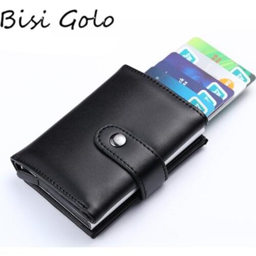 BISI GORO 2020 Smart Wallet FOR Men And Women Genuine Leather Credit card Case Pocket Box Business ID Card Wallet Cover RFID