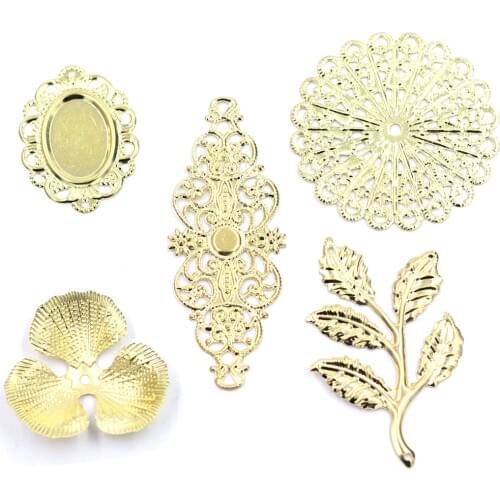 Mixed Gold Plated 3 Torus Flower Wraps Charms Connector Embellishment Decoration Scrapbook Jewelry DIY Finding 30mm