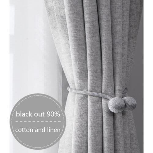 Velvet Linen Gray Curtain Nordic Simple Style Shade Bedroom Warm Living Room Modern Light Luxury Korean Style Fresh