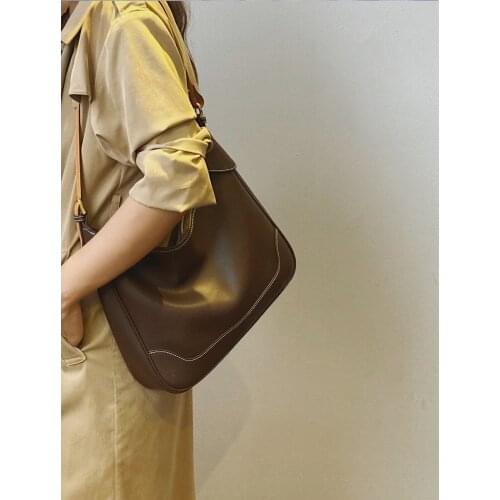 Bags 2021 New PU Leather Solid Color Ladies Second-hand Bag Retro Underarm Bag Senior Ladies Shoulder Bag Messenger Bag Handbag