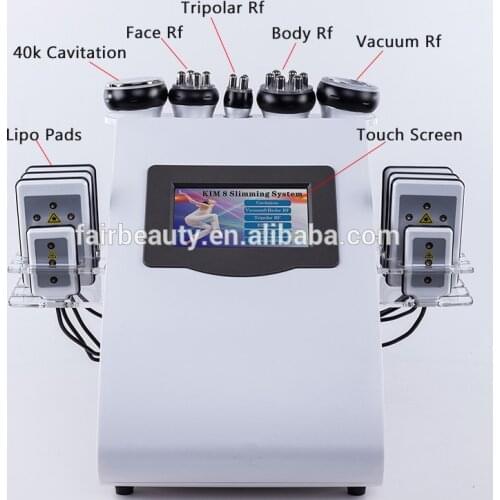 Free Shipping! 6 In 1 40K or 80K Ultrasonic Cavitation Vacuum Radio Frequency Laser 8 Pads Lipolaser Slimming Machine