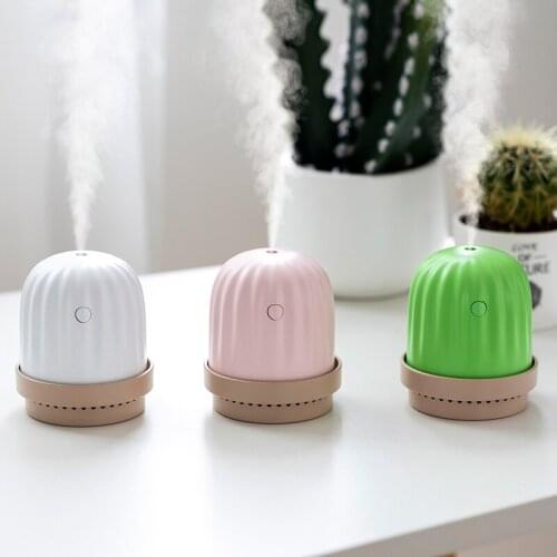 Wireless Humidifier Portable Cactus Ultrasonic Charging Usb Air Diffuser 800mah Battery Powered Humidifier With Ambient Light