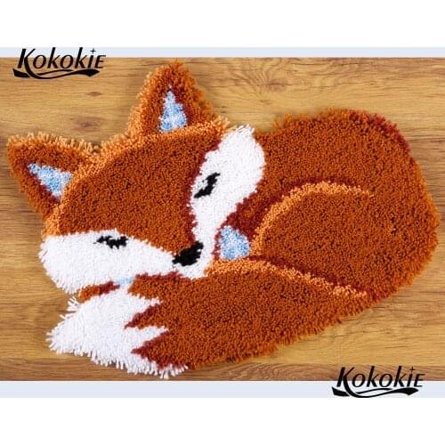 Diy latch hook kits rug tapestry kits fox 3d printed canvas accessories crochet tapis needle for carpet embroidery diy carpet