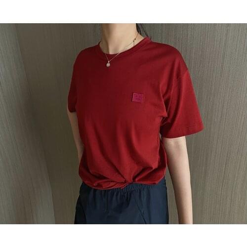 Women Cotton T Shirt Lady O-Neck Short Sleeve Smiley Decor Tee Female Casual Loose Tops 2021 New Summer