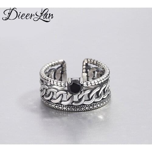 New Trendy Personality Punk Black Zircon Rings For Women Lady Resizable Size Rings Party Jewelry Charm Gifts 2021