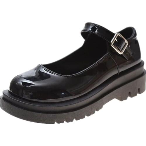 Summer New Womens Leather Shoes 2021 Round Head Mary Jane Shoes Solid Color Patent Leather Japanese JK Uniform Womens Shoes