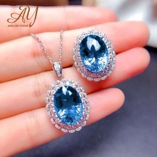 Anillos Yuzuk Vintage 925 Sterling Silver Created SAPPHIRE Gemstone Pendant/Necklace/Rings Jewelry Set Wholesale Drop Shipping