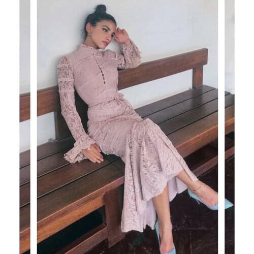 New Fashion Graceful O Neck Long Women Lace Dress Mermaid Design Party Dress Vestidos Casual Outfit Clothing Cocktail Wholesale