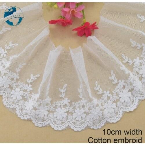 10cm wide Cotton embroid lace edge sewing ribbon guipure trim wedding lace DIY Garment Accessories french african doll lace#3952