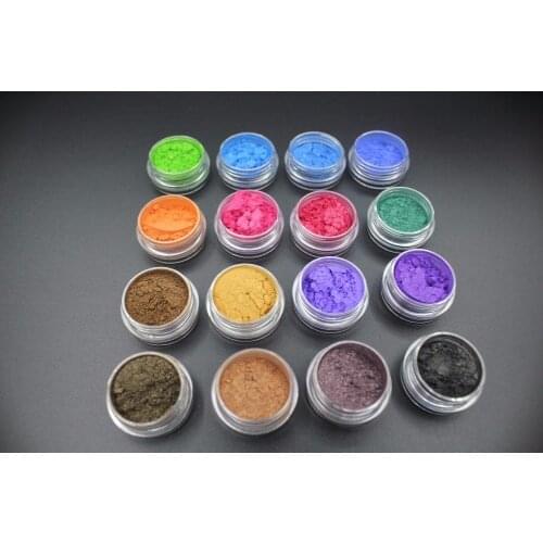 16pcs Mica Pigment Powder ~Eye Shadow Set Organic Beauty Minerals Vegan All Natural Hand Crafted Eyes Lips Nail Art, Pigments