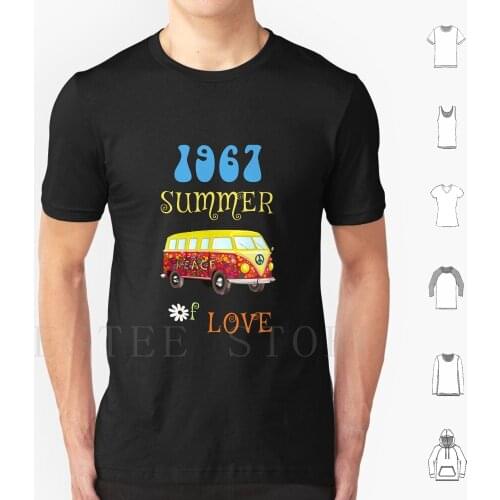 1967 Summer Of Love Peace Van Hippie Graphic T Shirt DIY Big Size 100% Cotton Music Hippie Haight Ashbury Grateful Berkeley