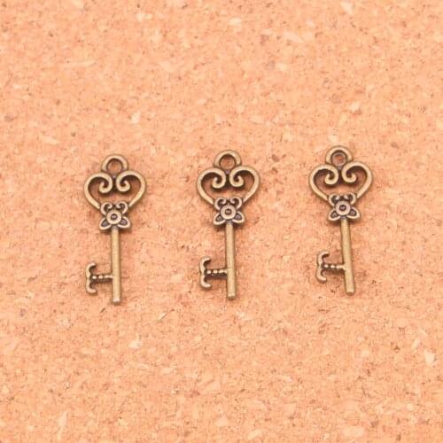 30PCS Antique Bronze Trendy Jewelry vintage skeleton key Charms Pendant Finding Fine Jewelry making for gift 21MM