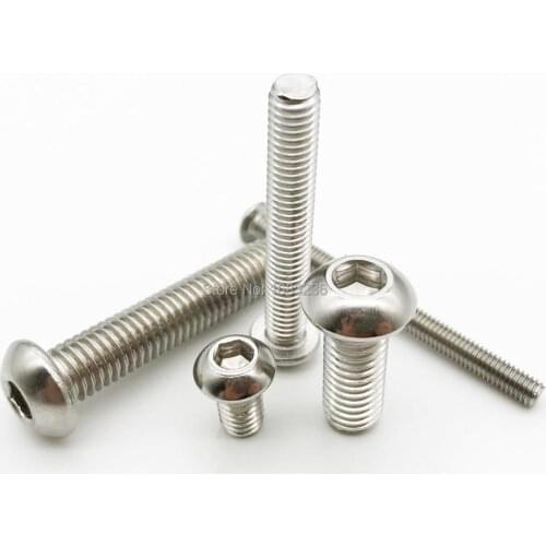 5/10/50pcs M1.6 M2 M2.5 M3 M4 M5 M6 M8 A2-70 304 Stainless Steel ISO7380 Button Head Hex Hexagon Socket Allen Screw Bolt