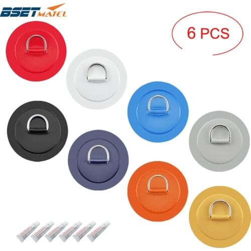 6 PCS 4.3inch Stainless Steel D Ring Pad/Patch With Glue for PVC Inflatable Boat Raft Dinghy Canoe Kayak Surfboard SUP Tie Down
