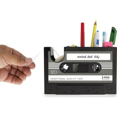 Creative Retro cassette tape pen box for office Desk Tidy pencil case Tape dispense office Storage Box Tape rack tool holder pen