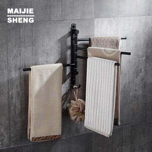 Black stainless steel towel bar bathroom towel holder shelf Solid sus 304 pure bkach Finish north Eu style Bathroom towel shelf