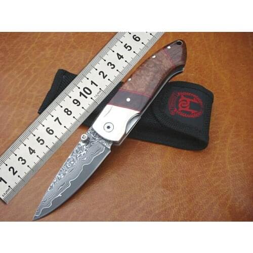 Damascus steel folding knife outdoor rescue convenient camping tactical window breaker tool peeling letter opener mountaineering