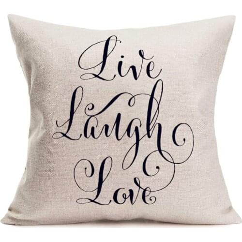 Doitely Throw Pillow Covers Live Laugh Love Motivational Sign Lettering Decorative Pillow Cases Home Decor Square