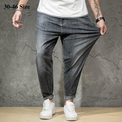 46 44 42 Mens Jeans Plus Size Loose Fashion Oversize Black Hip Hop Harem Pants Spring Summer Denim Trousers Brand Clothes