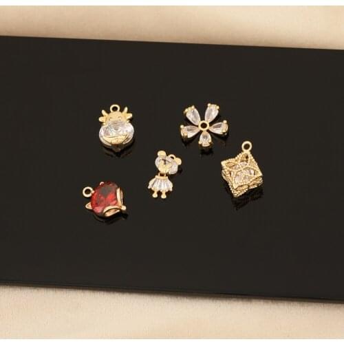 HAOSAW 4Pcs Jewelry Accessories/Earrings Pendant/DIY Making/Genuine Gold Plating/CZ Charms/Hand Made/Jewelry Findings Components
