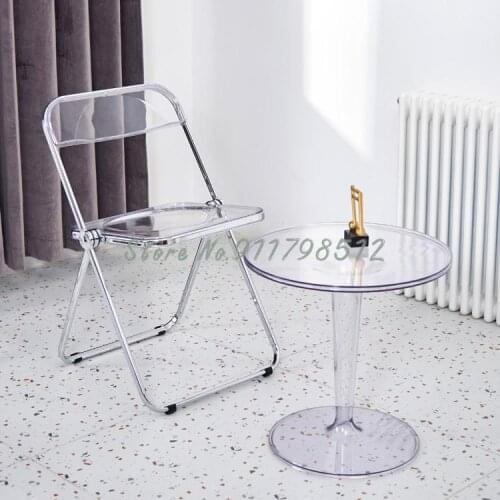 Ins Nordic simple transparent chair plastic backrest crystal net red stool makeup chair acrylic folding dining chair
