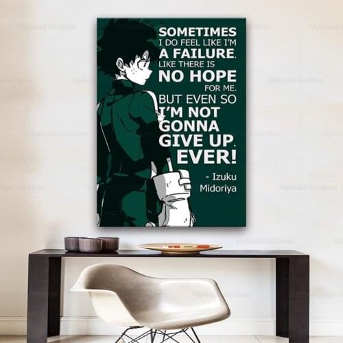 Izuku Midoriya Anime Quote Cartoon TV Series Character Poster HD Printing Canvas Painting Living Room Decoration Painting