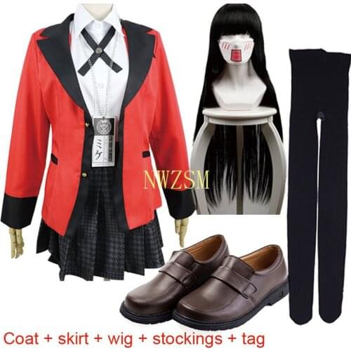 Carnival Kakegurui Jabami Yumeko Yomoduki Runa Cosplay Costume for Women Coat Wig Shoes Halloween Costume for Women carnival